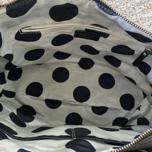 Kate Spade Womenʼs Black Boho Leather Handbag Shoulder Bag/Purse Polka Dot Lined - Picture 11 of 15